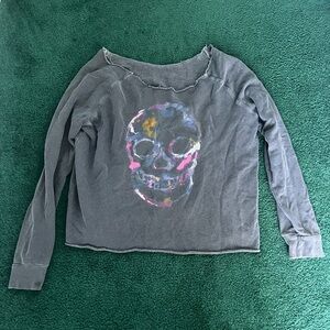 Gray Long Sleeve Skull Top